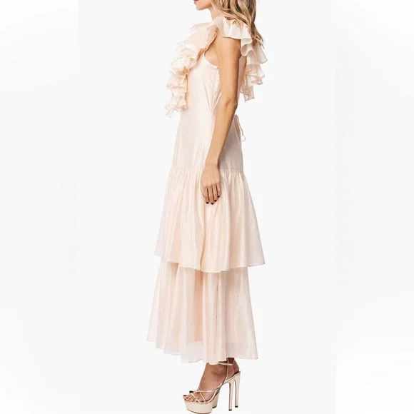 NWT Nordstrom CIEBON Stelanie Flutter Sleeve Tiered Cocktail Maxi Dress Sz S - Picture 4 of 15